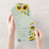 Rustikale Sonnenblumen auf Sanitäter mit QR-Code All In One Einladung (Abreißen)