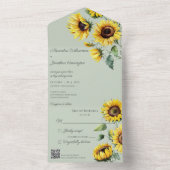 Rustikale Sonnenblumen auf Sanitäter mit QR-Code All In One Einladung (Innen Boden)