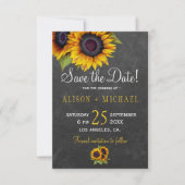 rustikale Sonnenblumen aus Chalkboard Save the Dat Date (Vorderseite)