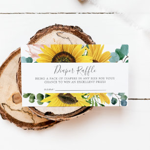 Rustikale Sonnenblumen-Baby-Party-Windel-Raffle Begleitkarte