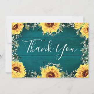 Rustikale Sonnenblumen Babys Atembrille Aquamarine Dankeskarte
