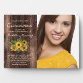 Rustikale Sonnenblumen Barholz Quinceañera Foto Fotoplatte (Vorderseite)