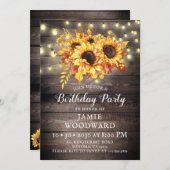Rustikale Sonnenblumen Barnholz Geburtstagsparty E Einladung (Vorne/Hinten)