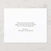 Rustikale Sonnenblumen Beerdigung Budget Danke Kar (Rückseite)