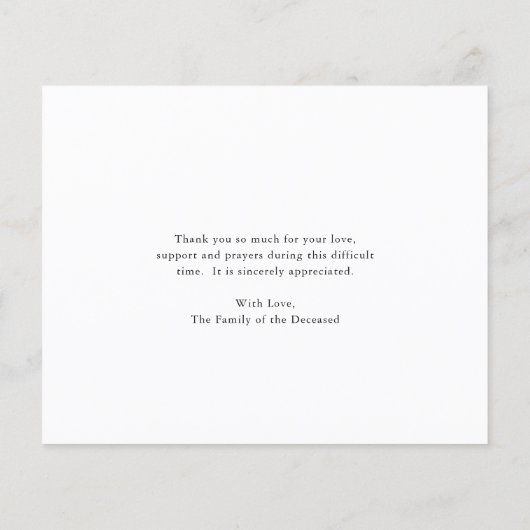 Rustikale Sonnenblumen Beerdigung Budget Danke Kar (Rückseite)