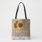 Rustikale Sonnenblumen begraben Hochzeitsjungfrau Tasche (Vorderseite)