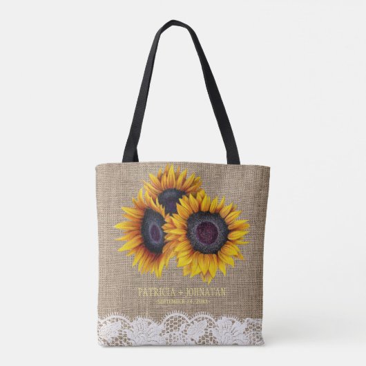 Rustikale Sonnenblumen begraben Hochzeitsjungfrau Tasche (Rückseite)