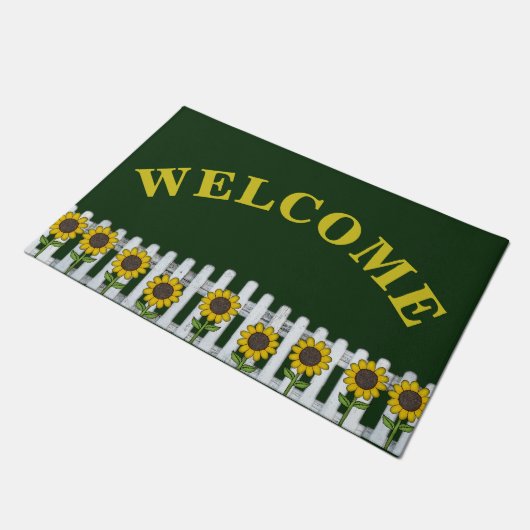 Rustikale Sonnenblumen Begrüßungstür Mat Fußmatte (Schrägansicht)