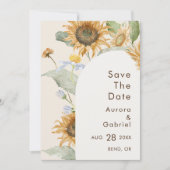 Rustikale Sonnenblumen-Beige-Bogen-Hochzeit-Flat Save The Date (Vorderseite)
