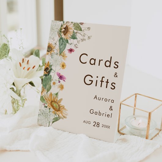 Rustikale Sonnenblumen Beige Hochzeitskarten und G Sockelschild