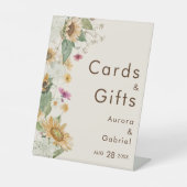 Rustikale Sonnenblumen Beige Hochzeitskarten und G Sockelschild (Vorderseite)