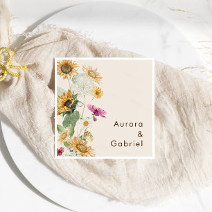Rustikale Sonnenblumen-Beige-Hochzeitsserviette Serviette