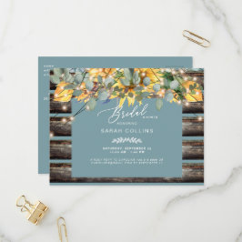 Rustikale Sonnenblumen bezaubern Aquamarines Braut Einladungspostkarte