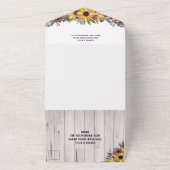 Rustikale Sonnenblumen Blassholz-Grain-Hochzeit All In One Einladung (Außenbereich)