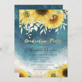 Rustikale Sonnenblumen, Blätter Lichter Abschluss Einladung