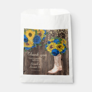 Rustikale Sonnenblumen Blaue Rosen Stiefel Sweet 1 Geschenktütchen