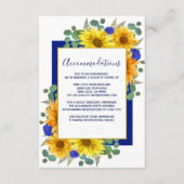 Rustikale Sonnenblumen Blauen Rose Hochzeitsunterk Begleitkarte (Vorderseite)