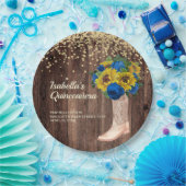 Rustikale Sonnenblumen Blauen Rose Stiefel Quincea Pappteller (Party)