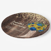 Rustikale Sonnenblumen Blauen Rose Stiefel Quincea Pappteller (Schrägansicht)