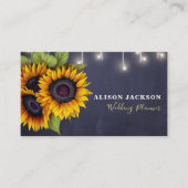 Rustikale Sonnenblumen blauer Hochzeitsplaner Visitenkarte (Vorderseite)