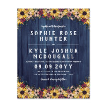 Rustikale Sonnenblumen Blaues Holz 2 in 1 Budget H