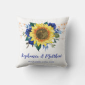 Rustikale Sonnenblumen Blühende Lichter Hochzeit Kissen (Rückseite)