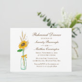 Rustikale Sonnenblumen Blumen Hochzeit Probe Dinne Einladung (Stehend Vorderseite)