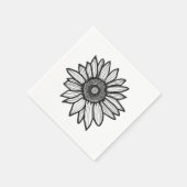 Rustikale Sonnenblumen-Blumen Schwarz-Weiß-Serviet Serviette (Ecke)