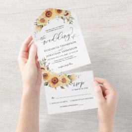 Rustikale Sonnenblumen Blumenblume Boho Hochzeiten All In One Einladung