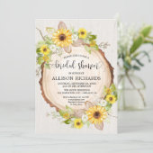 Rustikale Sonnenblumen Blumendusche Einladung (Stehend Vorderseite)