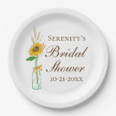 Rustikale Sonnenblumen, blumengeschmückte Herbstho Pappteller (Vorderseite)