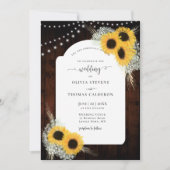 Rustikale Sonnenblumen Blumengestell-Lampen Hochze Einladung (Vorderseite)