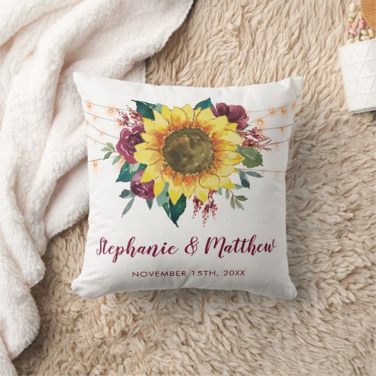 Rustikale Sonnenblumen Blumenlampen Hochzeit Kissen (Decke)