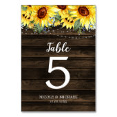 Rustikale Sonnenblumen-Blumenstrauß Hochzeit Tischnummer (Vorderseite)