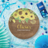 Rustikale Sonnenblumen Blumenwald Sommer Erster Ge Pappteller (Party)