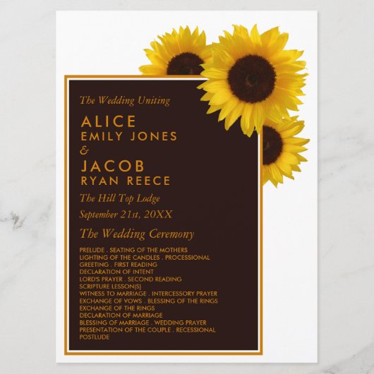 Rustikale Sonnenblumen - Blumenzehen Programm (Vorderseite)