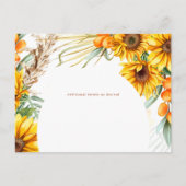 Rustikale Sonnenblumen Blumenzehen RSVP Postkarte (Rückseite)