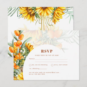 Rustikale Sonnenblumen Blumenzehen RSVP Postkarte
