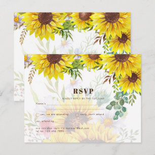 Rustikale Sonnenblumen Blumenzehen RSVP Postkarte