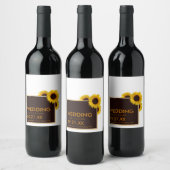 Rustikale Sonnenblumen - Blumenzehen Weinetikett (Flaschen)