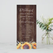Rustikale Sonnenblumen-Blüte | Hochzeitsprogramm Programm (Stehend Vorderseite)