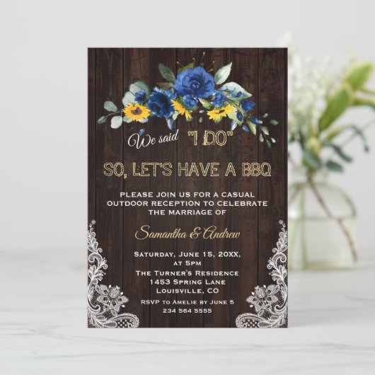 Rustikale Sonnenblumen Blüten Spitzen ich mache GR Einladung (Stehend Vorderseite)