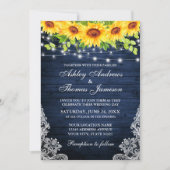 Rustikale Sonnenblumen Blütenblume Blaues Holz Leu Einladung (Vorderseite)