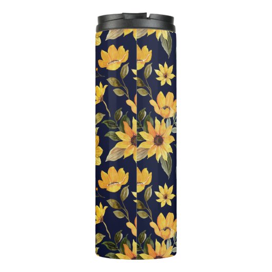 Rustikale Sonnenblumen Boho Botanical Thermosbecher (Rückseite)