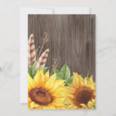 Rustikale Sonnenblumen Boho Wassercolor Hochzeit Einladung (Rückseite)