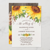 Rustikale Sonnenblumen Boho Wassercolor Hochzeit Einladung (Vorne/Hinten)