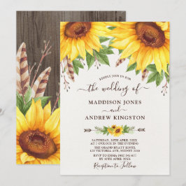 Rustikale Sonnenblumen Boho Wassercolor Hochzeit Einladung