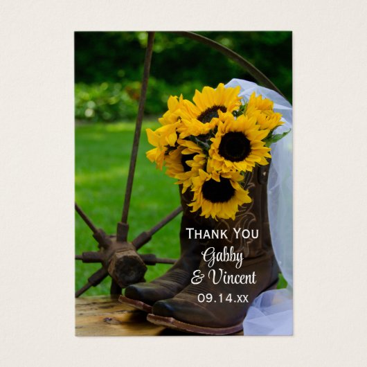 Rustikale Sonnenblumen Boots Western Gastgeschenk (Vorderseite)