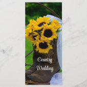 Rustikale Sonnenblumen Boots Western Hochzeitsprog Programm (Vorderseite)