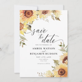 Rustikale Sonnenblumen Botanische Blüten Save the  Einladung